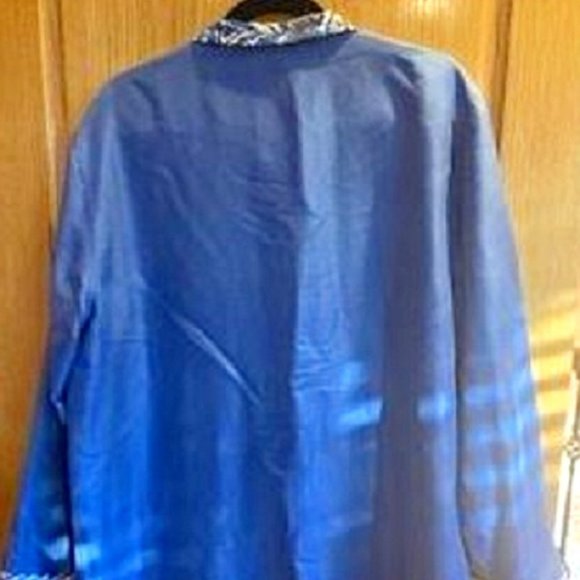Women's Koos Of Course Reversible 100% Silk Lightweight Jacket Blue Sz: L - Picture 3 of 8